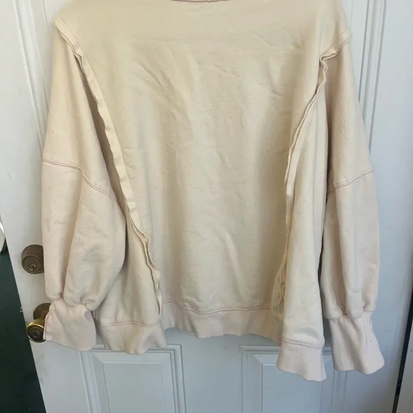 Easel Women’s Large LOVE Cream 100% Cotton Garment sweatshirt cute comfort - Picture 2 of 8